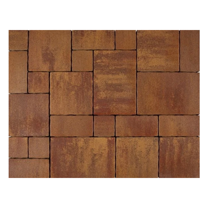 Тротуарная плитка 342 механический завод Вилла 80 мм, микс желто-красно-коричневый