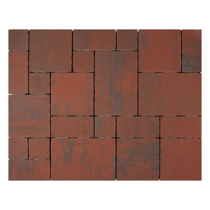 Тротуарная плитка 342 механический завод Вилла 80 мм, микс черно-красный