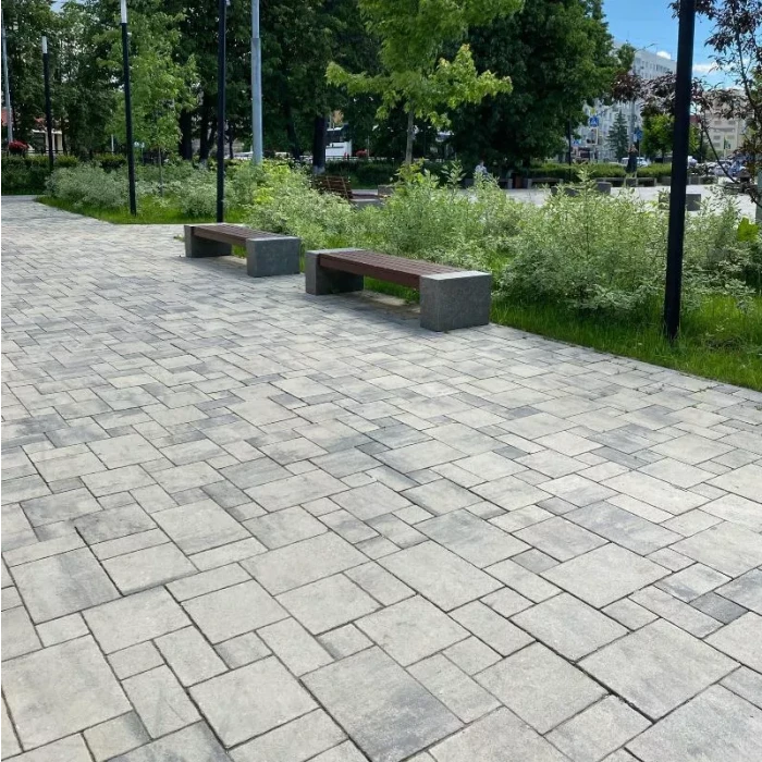 Тротуарная плитка 342 механический завод Вилла 80 мм, микс черно-белый