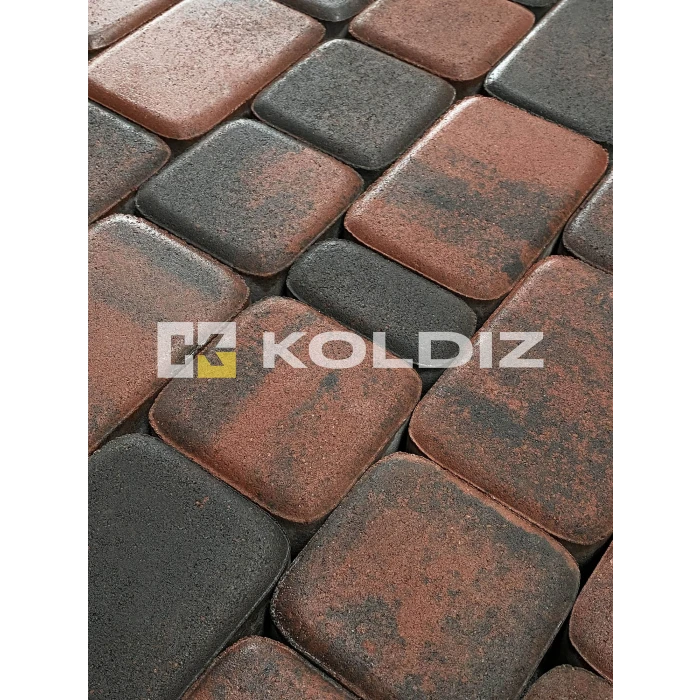 Тротуарная плитка Koldiz Старый город 50 мм Оникс Красный