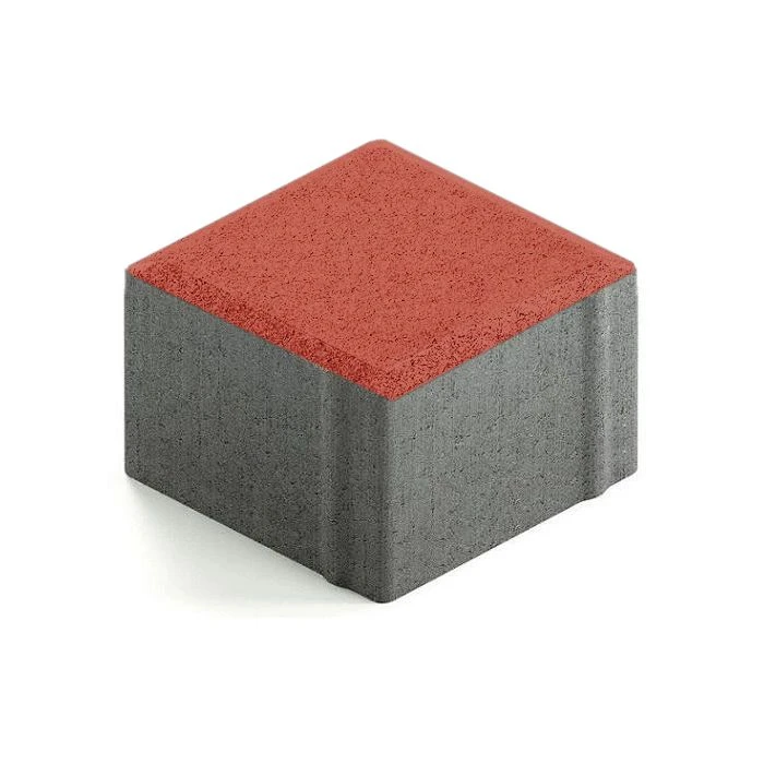 Тротуарная плитка 342 механический завод Квадрат 100х100х80 мм, красный яркий