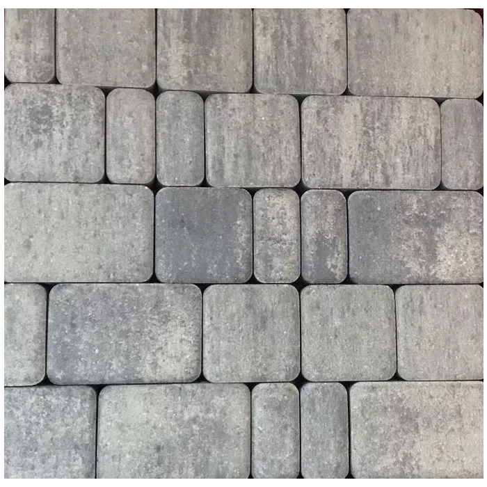 Тротуарная плитка Фабрика Готика Классика 180х120х60, 120х120х60, 120х60х60 мм Светло-серый на сером цементе ч/п