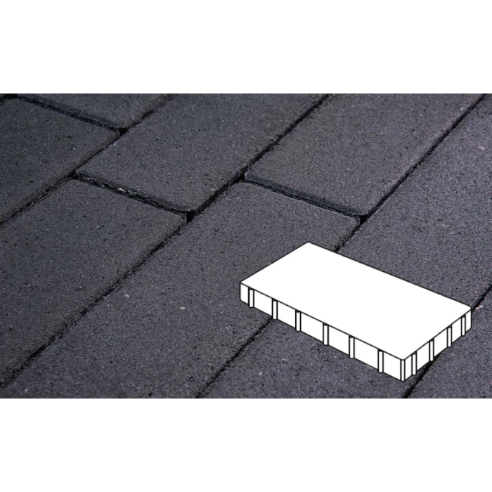 Тротуарная плитка Фабрика Готика Новый Город 240х160х60, 160х160х60, 80х160х60 мм. PROFI Супер-черный на сером цементе ч/п