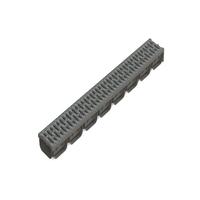 Лоток водоотводный Standartpark ЛВ-10.14.07-ПП пластиковый серый с решеткой пластиковой кл.А (комплект) 08818-С